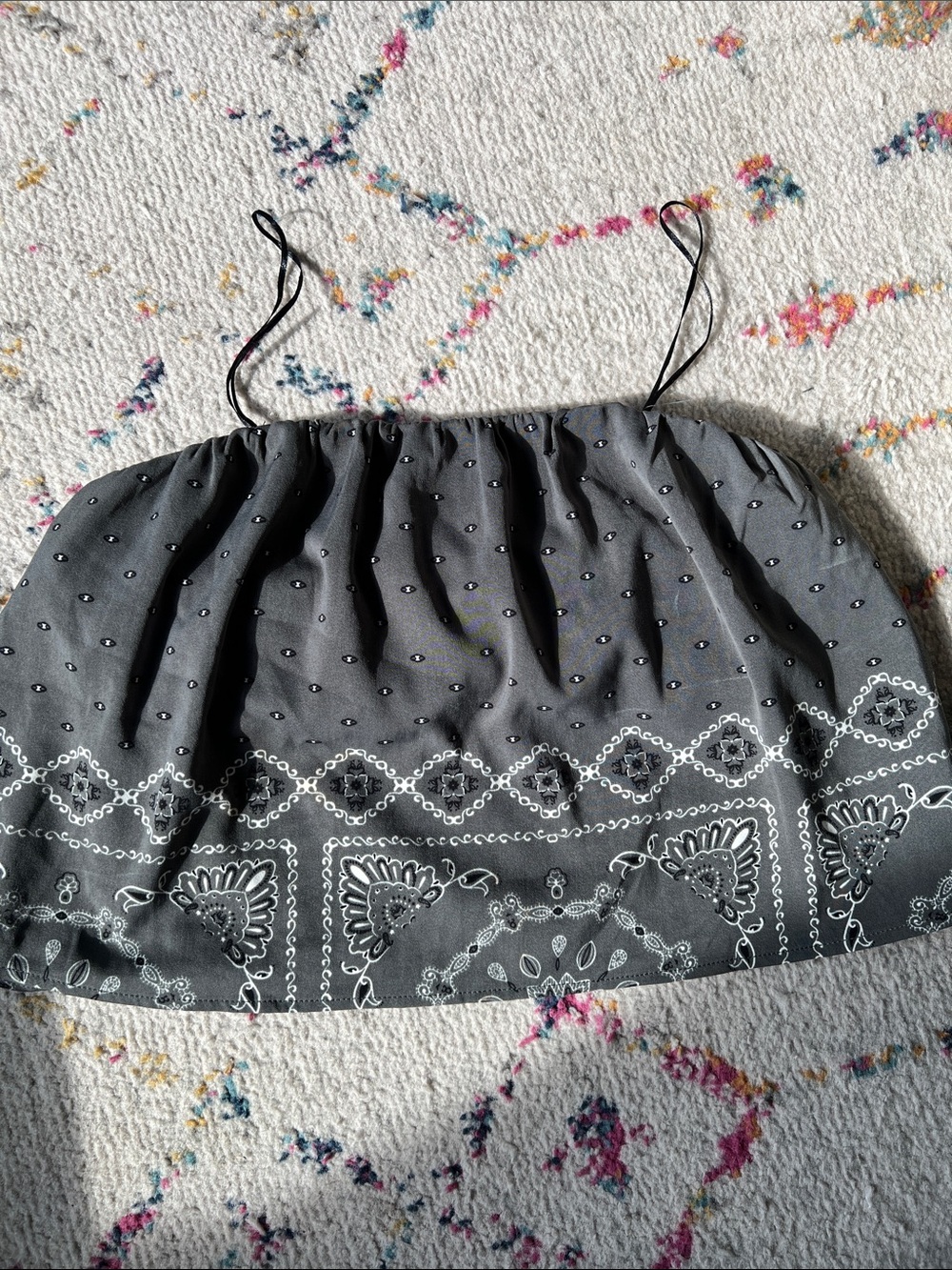 Gray Bandana Strapless Women’s Top